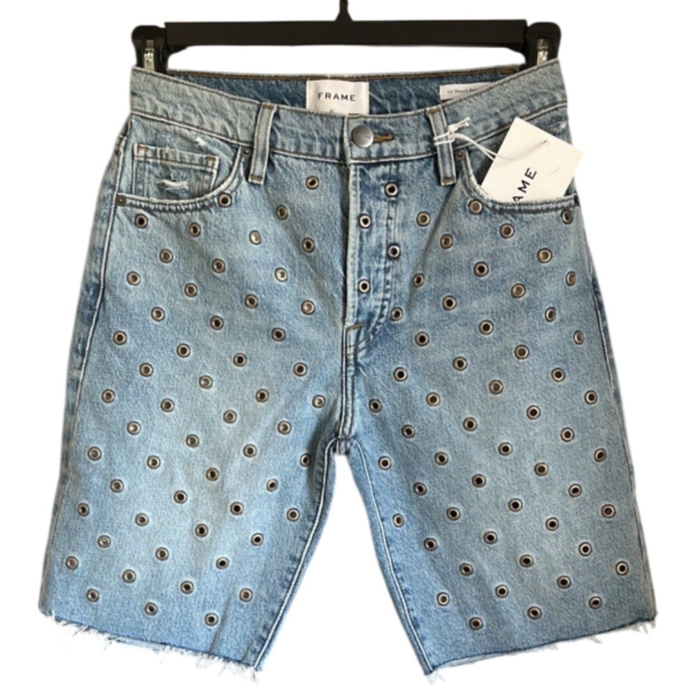 FRAME NWT LE SLOUCH BERMUDA GROMMET FITZGERALD JEAN SHORTS - 24